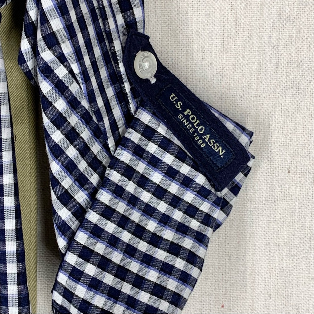 U.S. Polo Assn~NWT~Boy’s 2 Piece Plaid Button Up Shirt/Khaki Pant Set~Sz 6 - Picture 4 of 15